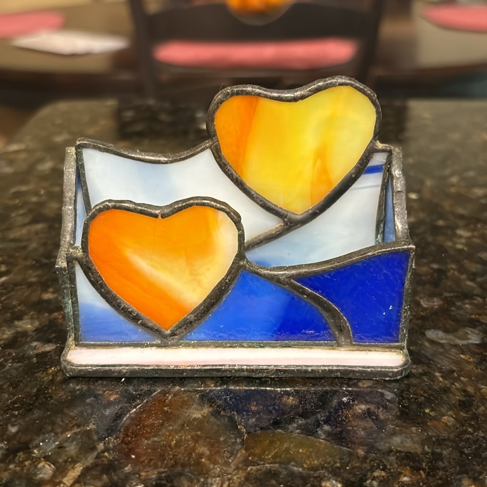 Stain Glass Double Heart Card Holder - Picture 3 of 15